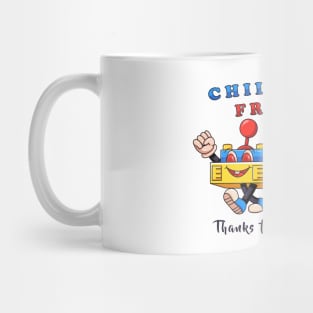 Childhood friends, two joystick mascots walk together Mug